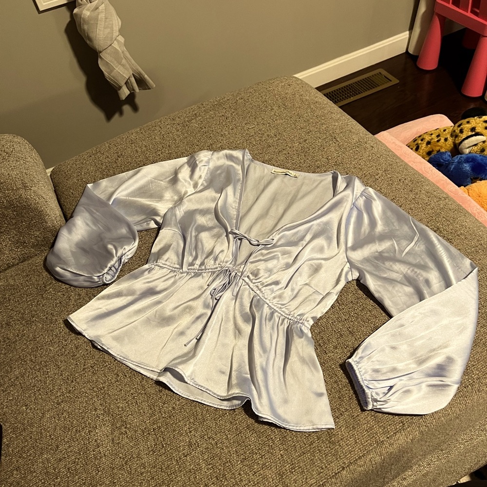 Baby Blue Silk Top NWOT